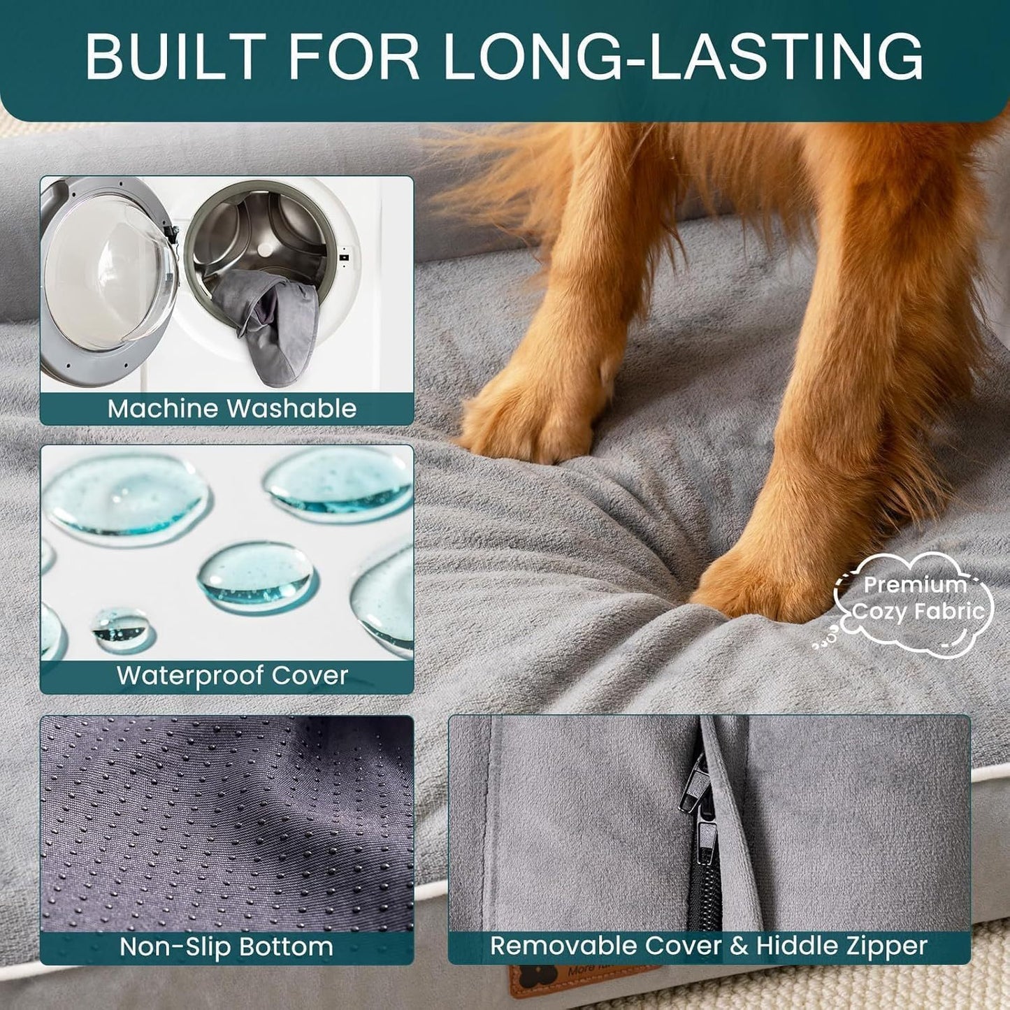 Orthopedic Egg Foam Dog Bed – Waterproof & Washable Sofa for Medium to Large Dogs (40" x 30")